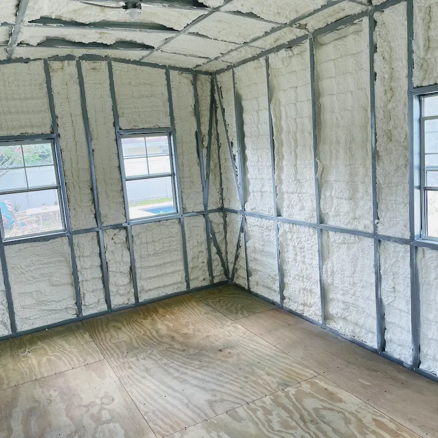 Closed-cell spray foam insulation applied to wall cavities in a residential project in El Cerrito